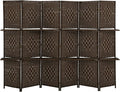Room Divider 6 Panel Room Screen Divider Folding Portable partition Screen Wood with Removable Storage Shelves Colour Brown