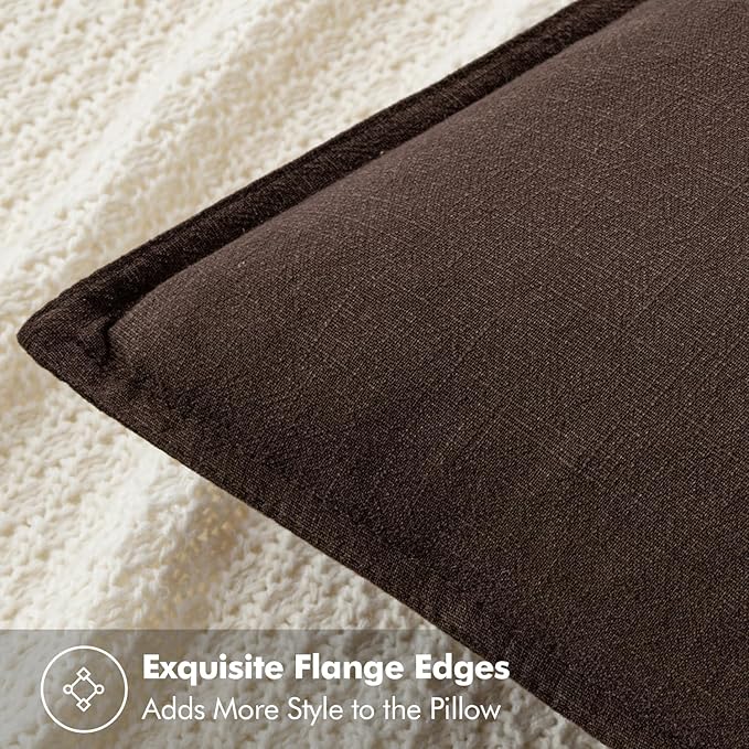 MIULEE Decorative Linen Lumbar Pillow Cover 12x20 Inch Dark Brown | Fall Autumn - Image 5