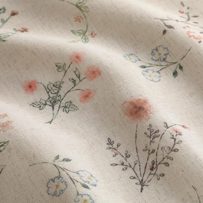 Boho Floral 100% Blackout Curtains 72 Inch 2 Panels Linen Texture | Farmhouse - Image 2
