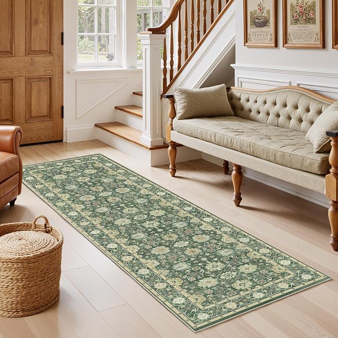 AMADA HOMEFURNISHING 2x6 Washable Entry Rug, Vintage Non-Slip & Low-Pile by AMADAHOMEFURNISHING