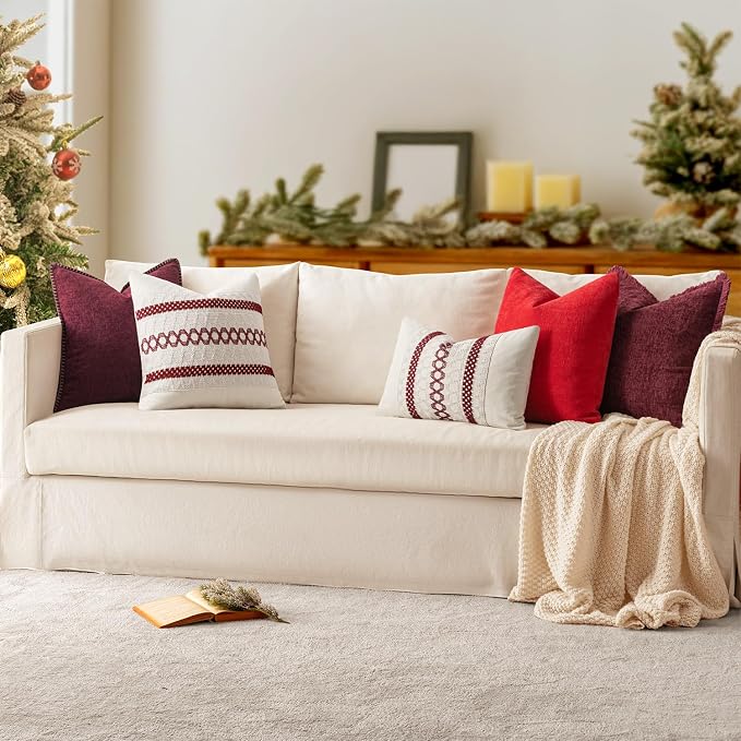 MIULEE Decorative Couch Throw Pillow Covers 18x18 Inch Burgundy Red 2 Pack | - Image 6
