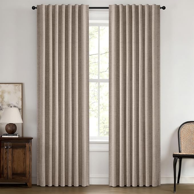 MIULEE 100% Blackout Linen Burlap Curtains by MIULEE