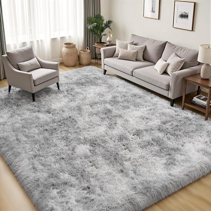 PLHXFR 5x7 Area Rugs Living Room: Fluffy Bedroom Shag Rug Light Grey | Upgrade - Image 3