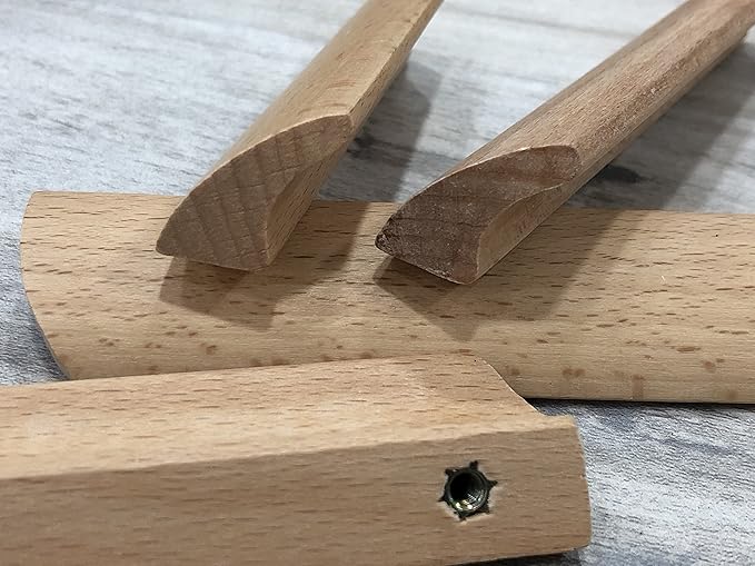 10Pcs Unfinished Wood Solid Furniture Pulls Handles,Unfinished Unpainted Paintable Wooden Handles Cupboard Closet Drawer Handle Pull,Length 6.1",Hole Dis.5.04"