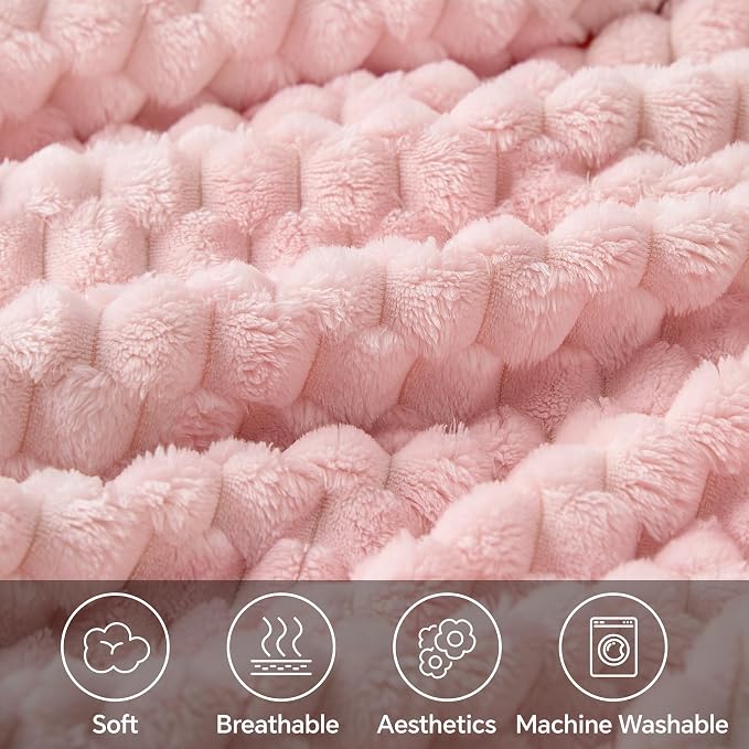 BEDELITE Pink Throw Blanket for Couch, Soft Cozy Gifts for Women, 50 * 60 | 3D - Image 3
