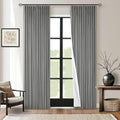 Grey Pinch Pleated 100% Blackout Linen Curtains by Twodrapes