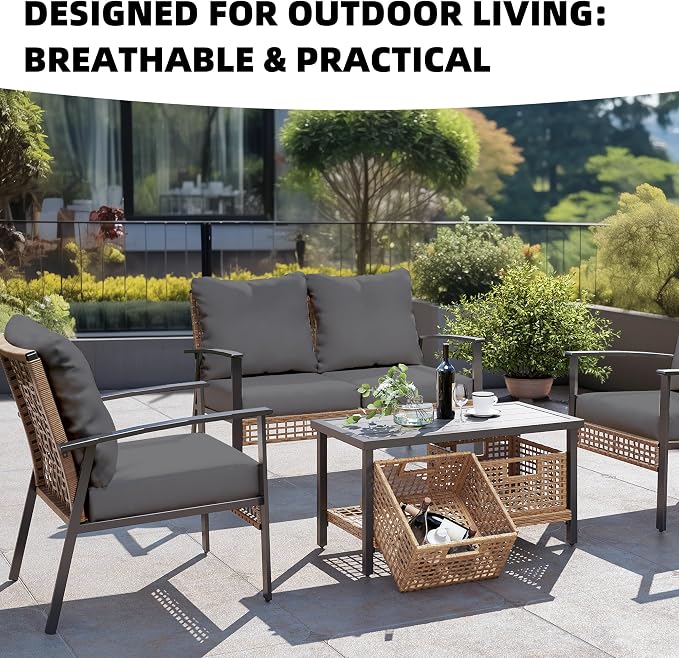 12Pcs Outdoor Cushion Covers, Elastic Patio Cushion Covers | Washable, - Image 4