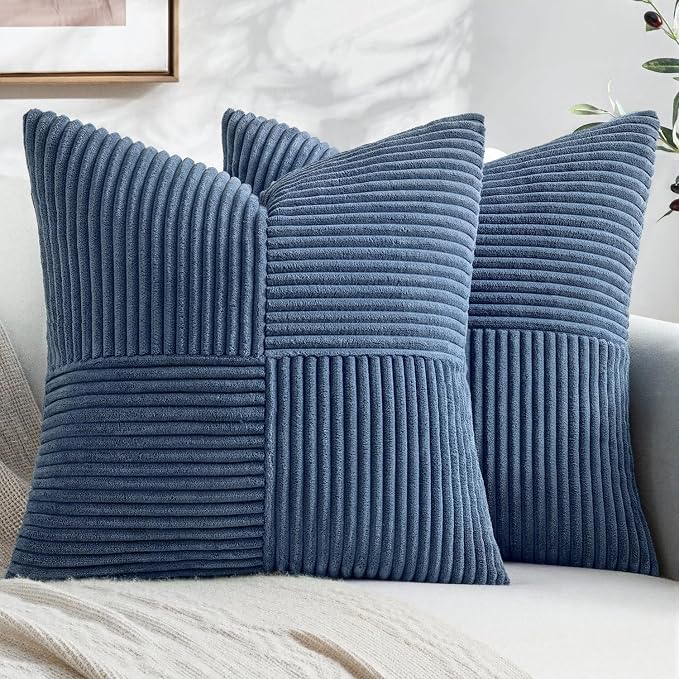 MIULEE Dusty Blue Decorative Euro Sham Pillow Covers 24x24 Inch 2 Pack | by MIULEE