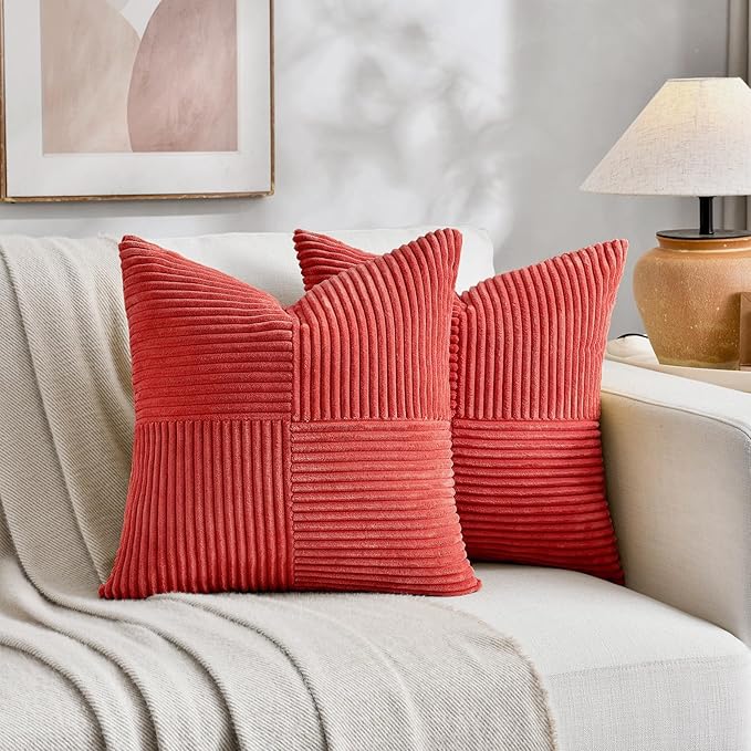 Fancy Homi 2 Packs Red Decorative Throw Pillow Covers 22x22 Inch - Image 6
