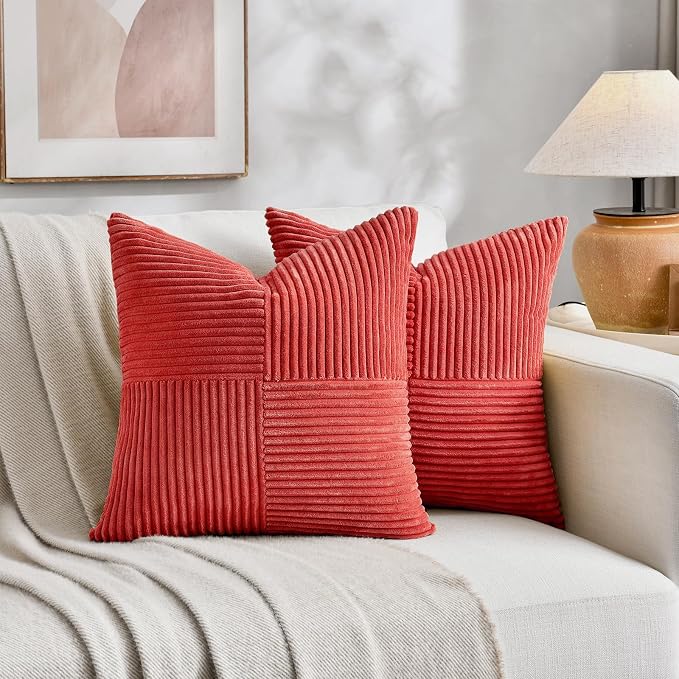 Fancy Homi 2 Packs Red Decorative Throw Pillow Covers 16x16 Inch - Image 6