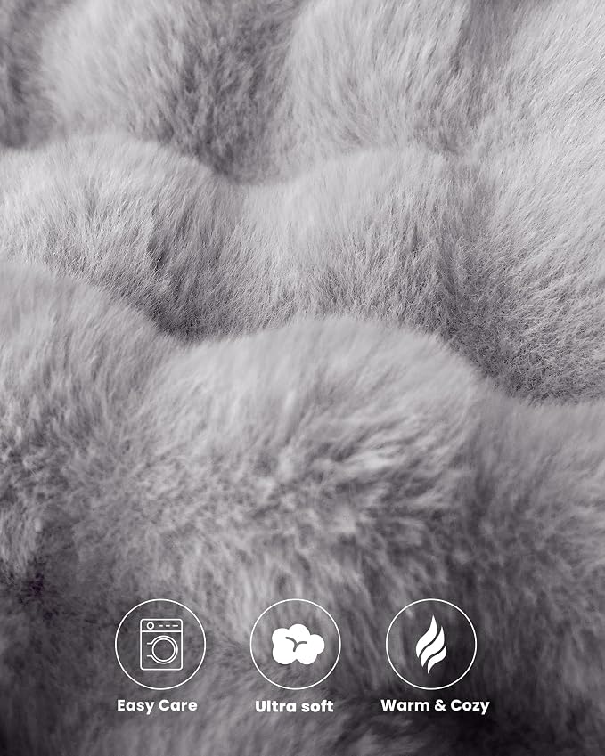 Ultra Soft Cozy Faux Fur Throw Blanket, Fuzzy Plush Thick Bubble Blanket - Image 6