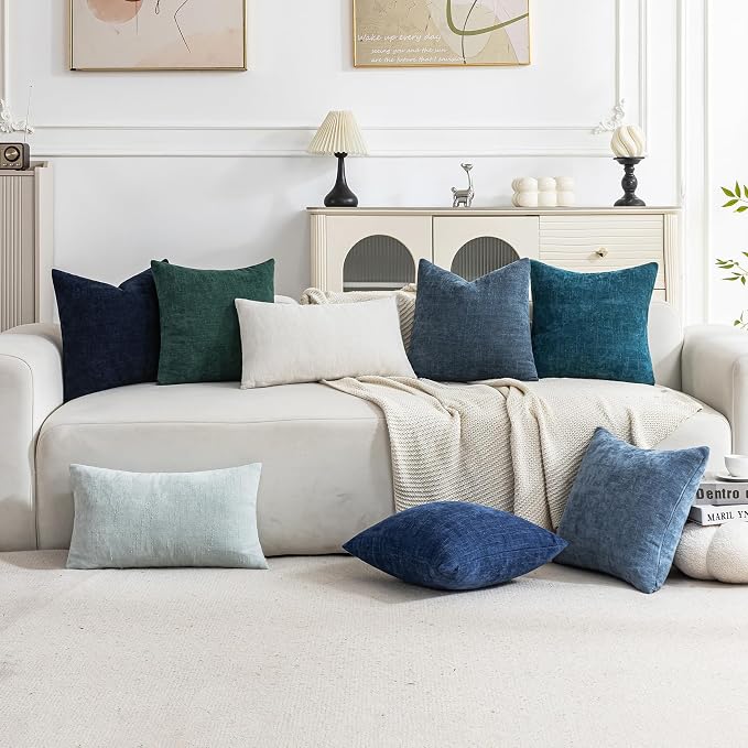 Set of 4 Soft Textured Decorative Throw Pillow Covers 20x20 Inch Cozy Farmhouse - Image 2