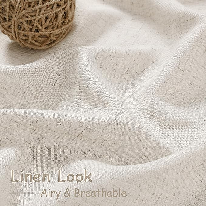 Pearl White Linen Curtains 63 Inch Length - Image 4