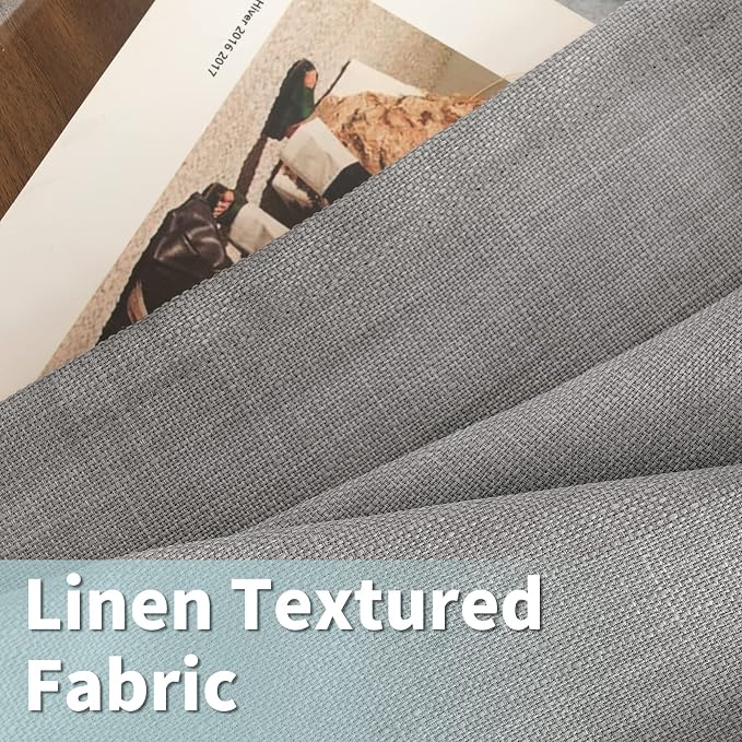 Grey Semi Sheer Linen Curtains 90 Inch Long - Image 2
