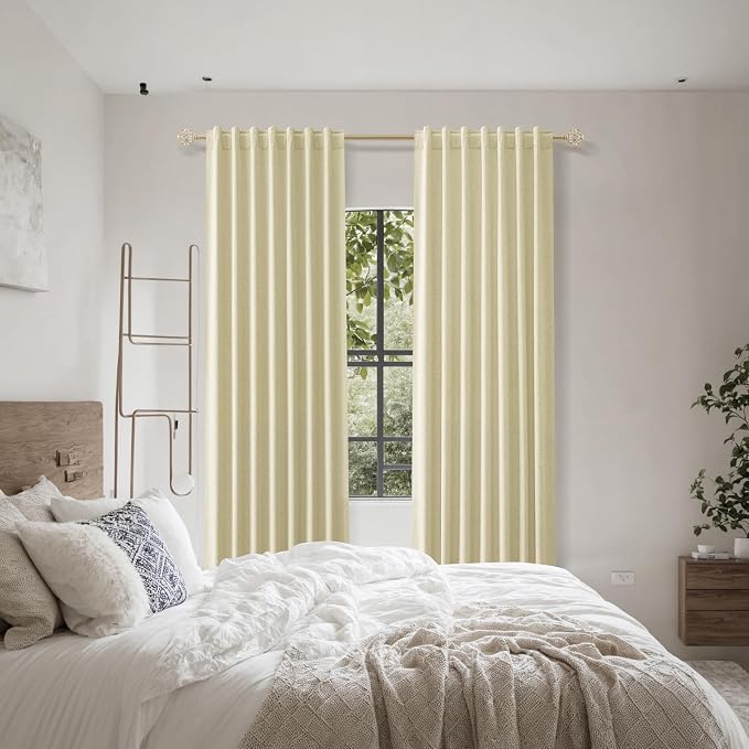 100% Blackout Linen Curtains for Bedroom 84 inches Long, Thermal Insulated Room - Image 9