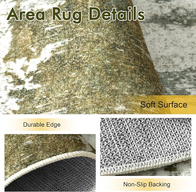 5x7 Ft Area Rugs for Living Room, Soft Non-Slip Washable Rugs Modern Abstract - Image 5
