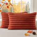 decorUhome Fall Faux Fur Throw Pillow Covers 12x20 Set of 2 Rust | Decorative by decorUhome