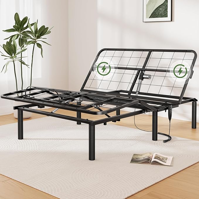 Marsail MS03 Queen Adjustable Bed Base + 10-inch Gel Memory Foam Mattress, Head and Foot Incline, Adjustable Bed Frame for Lounging, Reading, Reduce Snoring and Acid Reflux, Queen