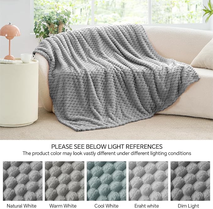 BEDELITE Grey Throw Blanket for Couch, Soft Cozy Gifts for Women, 50 * 60 | 3D - Image 7