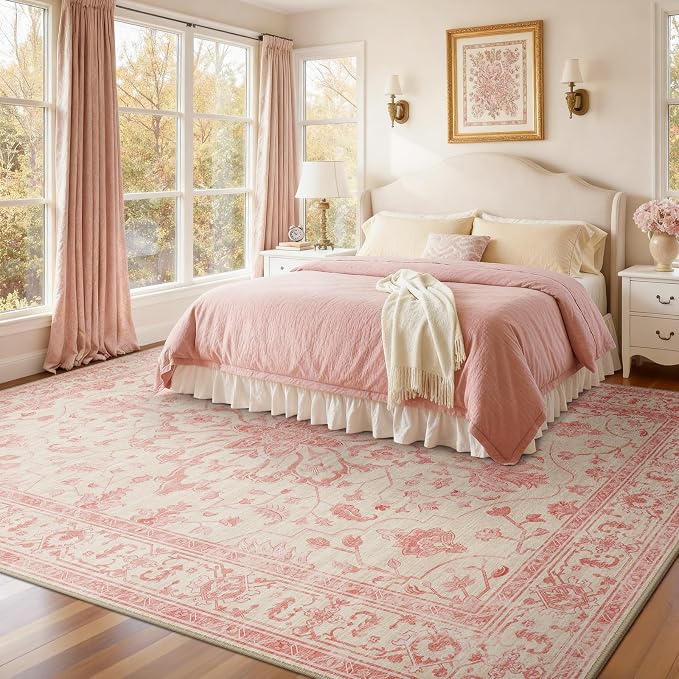 RELEANY Washable Area Rug, Water Repellent, Pet Friendly, Vintage Floral Boho - Image 2
