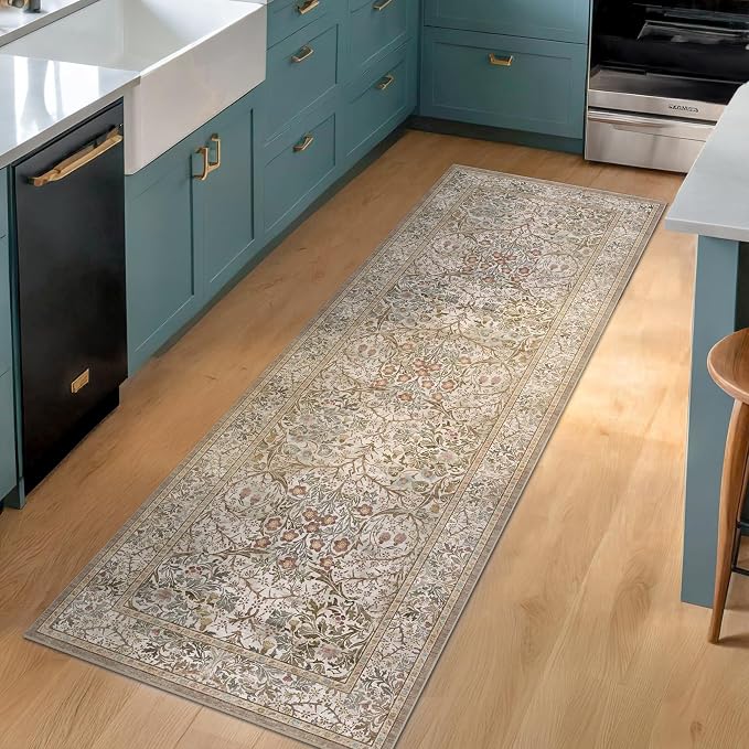 Moss Green 2x5 Bathroom Rug Runners Non Slip Washable - Image 3