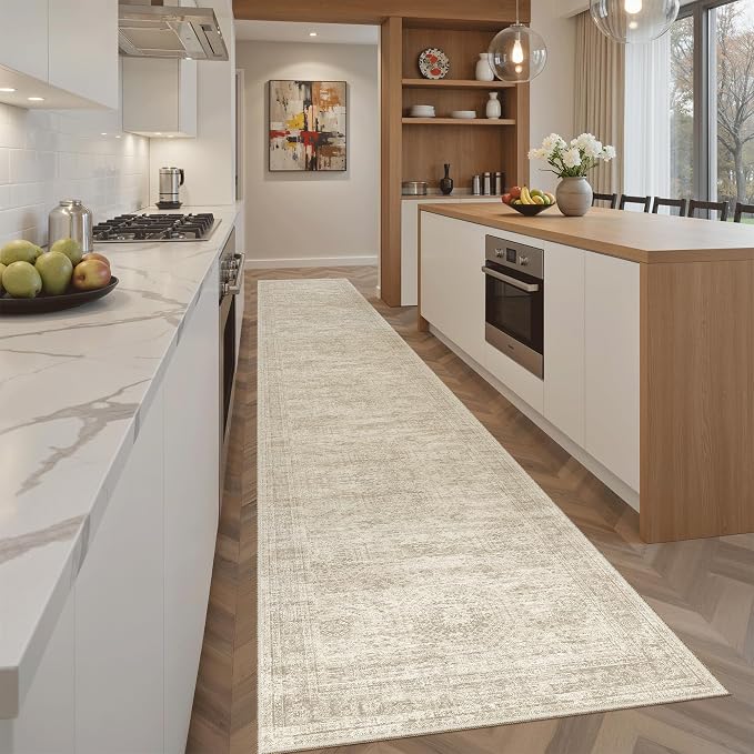 Soalmost Runner Rug 2x10 Washable Non-Slip Hallway Kitchen Runners Beige | - Image 2
