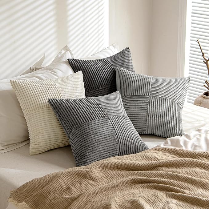 MIULEE Neutral Grey Decorative Throw Pillow Covers 18x18 Inch Set of 4 Modern - Image 4