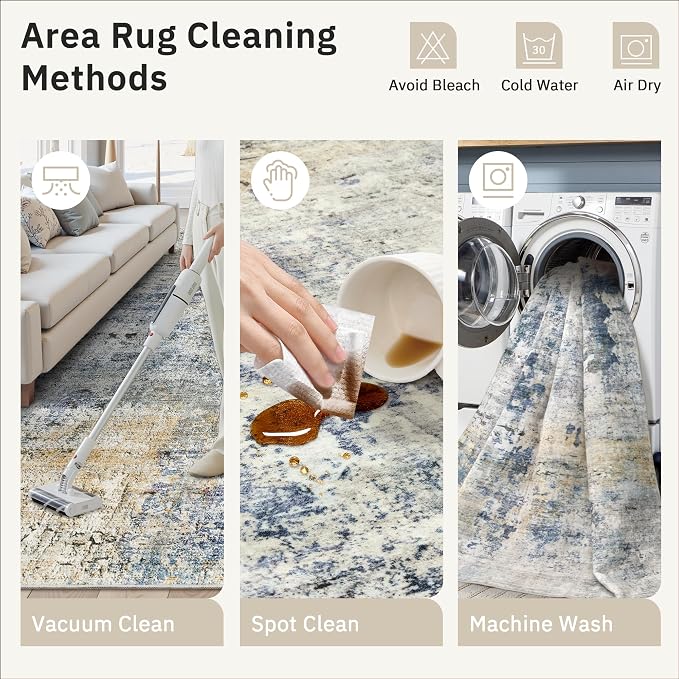 Soalmost Abstract Rug 5x7 Washable Area Rugs - Image 9