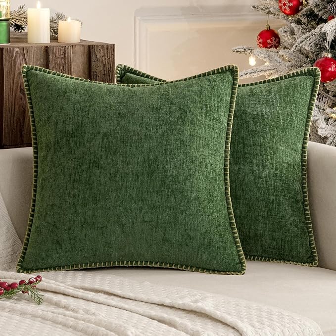 MIULEE Decorative Couch Throw Pillow Covers 18x18 Inch Forest Green 2 Pack | - Image 9