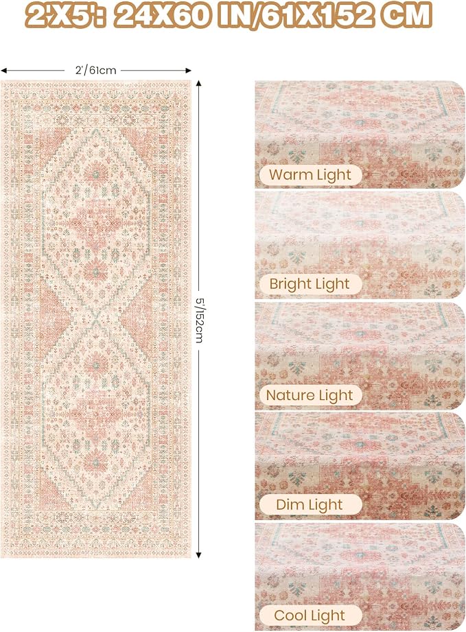 2x5 Rug Runner Non-Slip Washable Rugs - Image 2