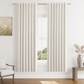 Beige White 100% Blackout Linen Curtains 80 Inch Length 2 Panels Set by Guken