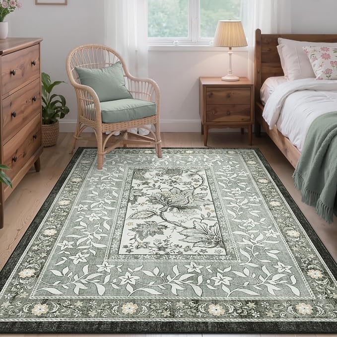 GarveeHome Provence Fog 3x5 Rug Washable Non-Slip Low-Pile Indoor Rugs - Image 2