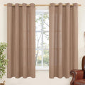 Mocha Brown Linen Semi Sheer Curtains 52 X 63 Inch Length by YoungsTex