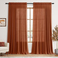 Extra Wide Linen Curtains for Living Room 90 Inches Long Terracotta Light by Nanspring