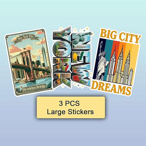 100 Pieces Newyork Life Stickers Travel Sticker Vinyl Waterproof for Kids Adults Car, Wall Decor Decal, Hard hat Scrapbook Laptop Phone Birthday Christmas Adults Kids Gifts