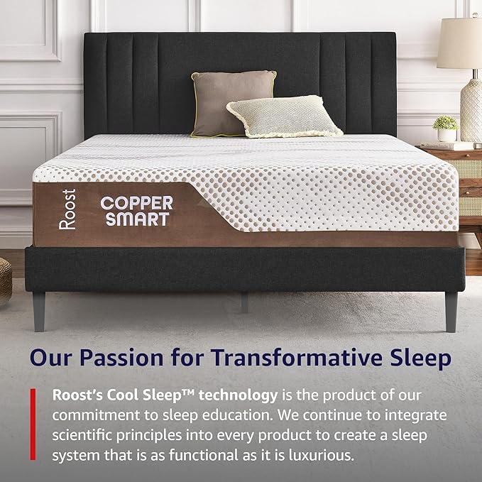 ROOST SLEEP 14-Inch Cal King Hybrid Mattress, Medium Firm – CertiPUR-US Certified, Copper-Infused Thermic Cooling Gel Memory Foam for Hot Sleepers + Targeted Support & Pressure Relief, Made in USA