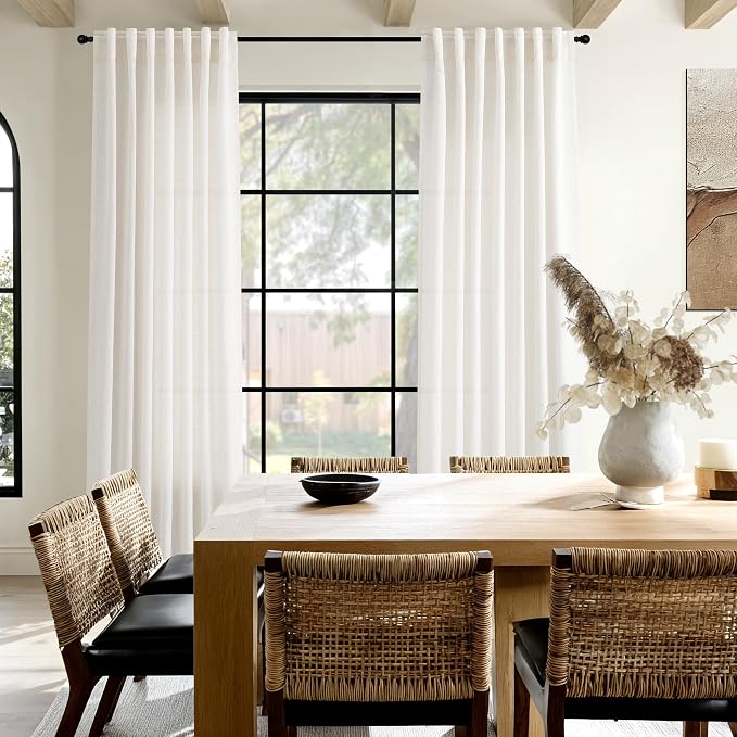 Ivory White Linen Curtains 63 Inches Long - Image 8