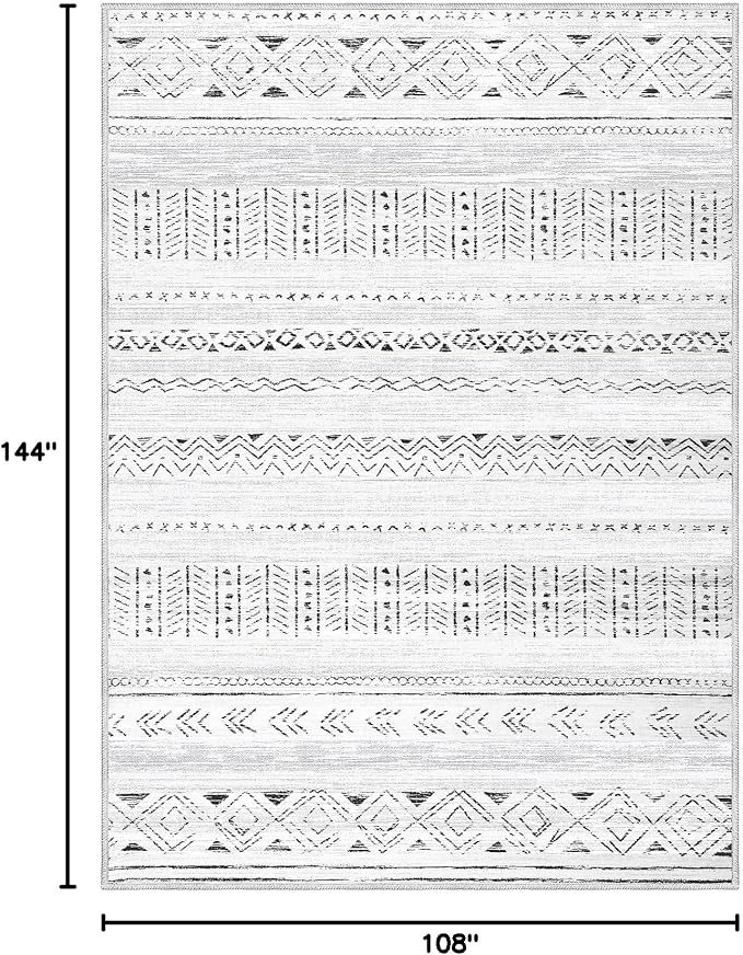 cotiled Boho 9x12 Area Rug for Living Room: Large Moroccan Washable Rug | Stain - Image 2