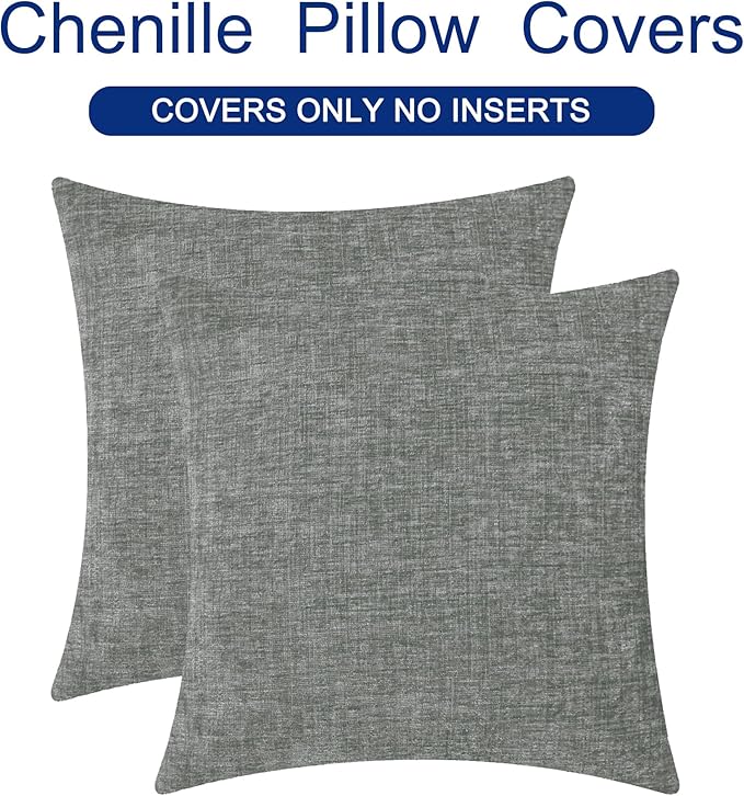 CaliTime Decorative Couch Throw Pillow Covers 24 X 24 Inches Medium Grey | Pack - Image 6
