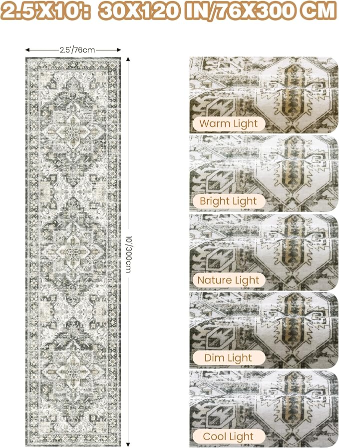 Kitchen Runner Rug Non Slip Washable Rugs 2.5x10, Carpet Runner - Image 2