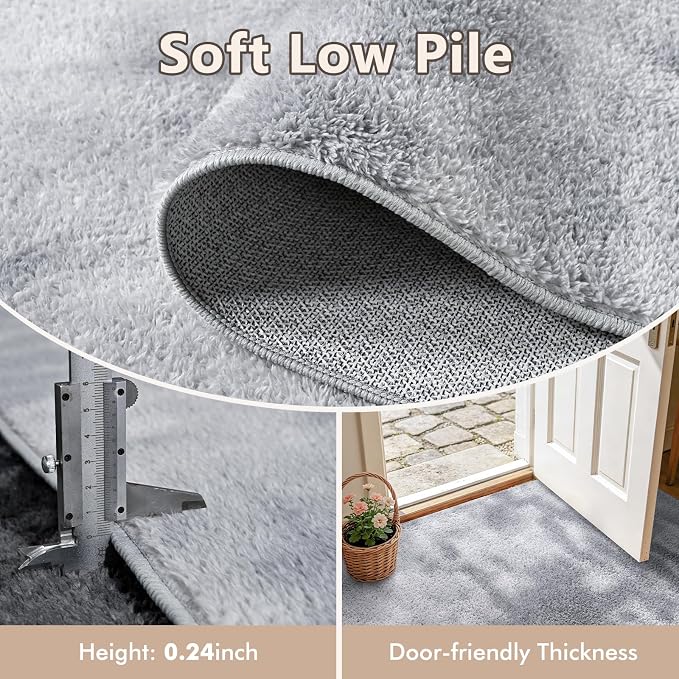 3x5 Tie-dye Light Grey Area Rug Washable Non-Slip Soft - Image 5