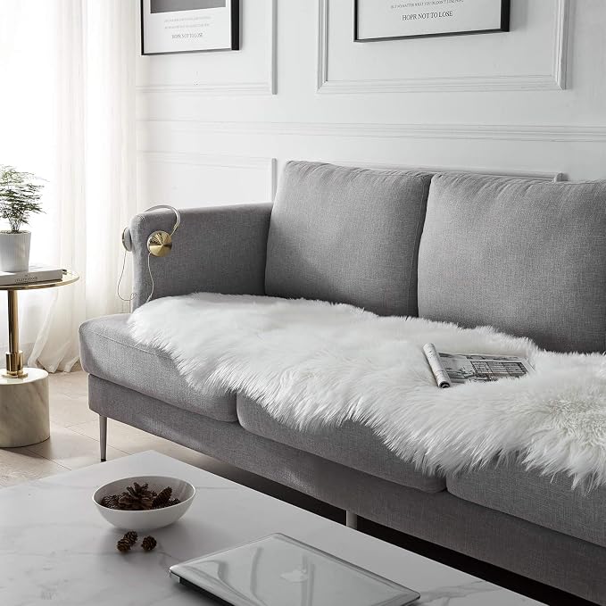 SERISSA 2x6 Fluffy White Faux Fur Area Rug - Image 3