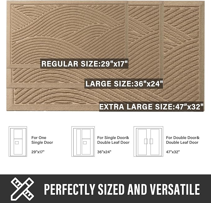 Sturdy Front Door Mat, Absorbent Muddy Dirt Resist Welcome Door Mats Outdoor - Image 4