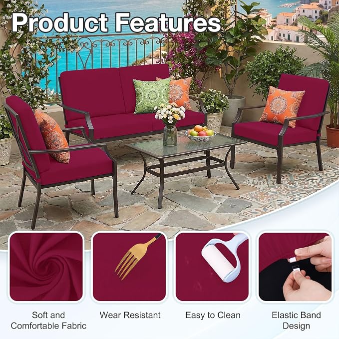 Waterproof Outdoor Cushion Covers, Stretch Patio Slipcovers | UV Resistant - Image 7