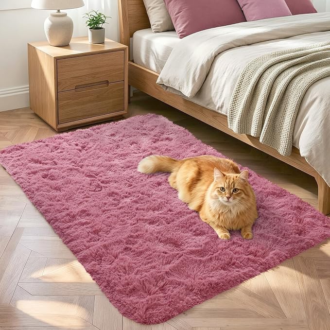 3x5 Blush Fluffy Soft Area Rug Non-Slip by ModernHomeDecor