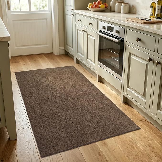 3x5 Beige Brown Solid Area Rug Washable Non-Slip Soft - Image 2