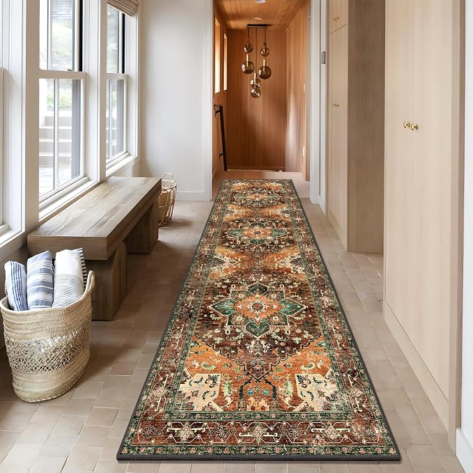 Yamaziot Washable Runner Rug, 3x10 Non-Slip Boho Hallway Kitchen Rug | Stain - Image 8