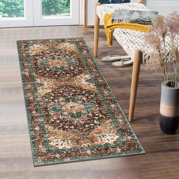 Yamaziot Washable Runner Rug, 2x5 Non-Slip Boho Vintage Hallway Kitchen Rug | by Yamaziot