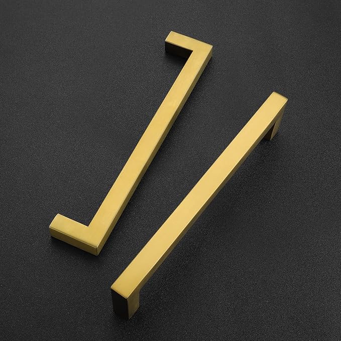 Ravinte 12 Pack 6-1/4 Inch Kitchen Square Cabinet Handles Brushed Brass Pulls Gold Drawer Pulls Kitchen Cabinet Hardware for Cupboard Drawer Handles