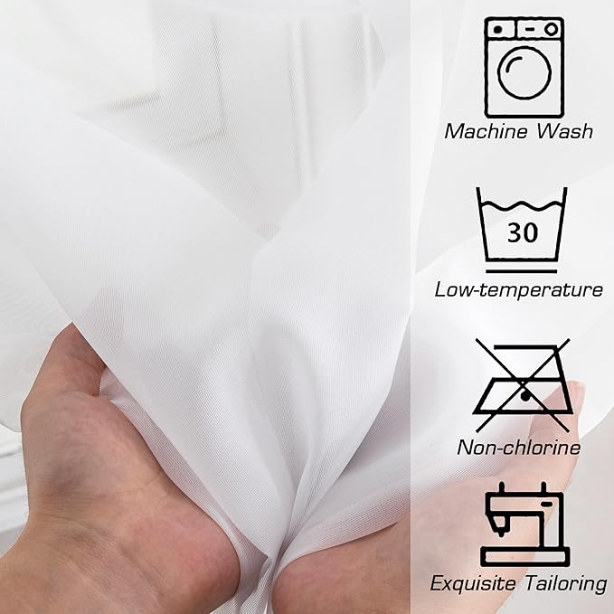 Simplebrand White Sheer Curtains 72 Inches Long 2 Panels - Image 5